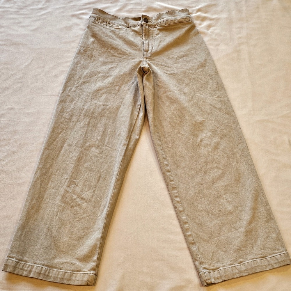 Madewell‎ Emmett Wide Leg Crop Pants Jeans Drill Khaki High-Rise Size 25P (28")
